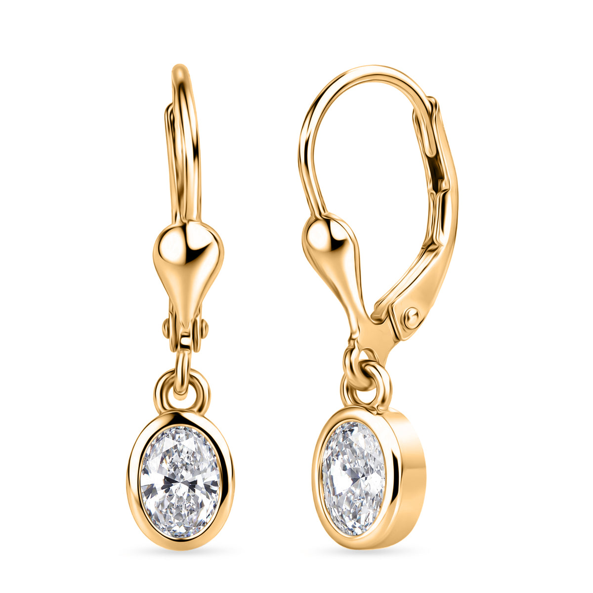 Luxuriant - Lab Grown Diamond (SI/G-H) Solitaire Stud Earring with Lever Back in 18K Vermeil Yellow Gold Plated Sterling Silver 0.80 Ct. 8580765 0