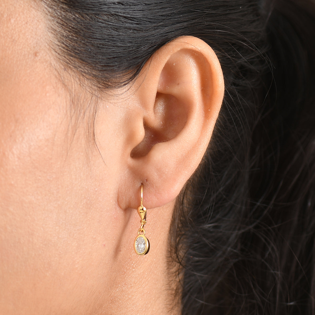 Luxuriant - Lab Grown Diamond (SI/G-H) Solitaire Stud Earring with Lever Back in 18K Vermeil Yellow Gold Plated Sterling Silver 0.80 Ct. 8580765 2
