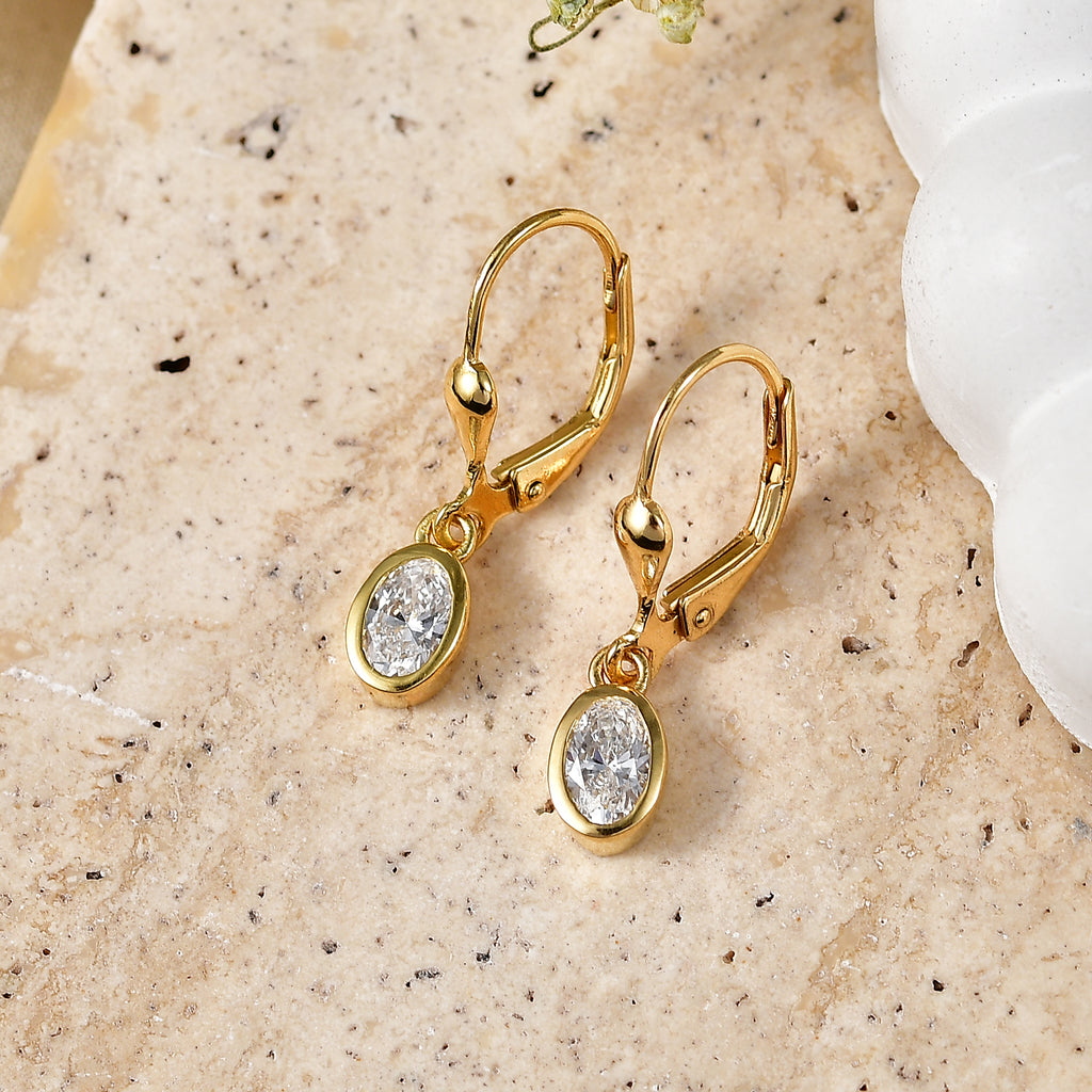 Luxuriant - Lab Grown Diamond (SI/G-H) Solitaire Stud Earring with Lever Back in 18K Vermeil Yellow Gold Plated Sterling Silver 0.80 Ct._8580765_2