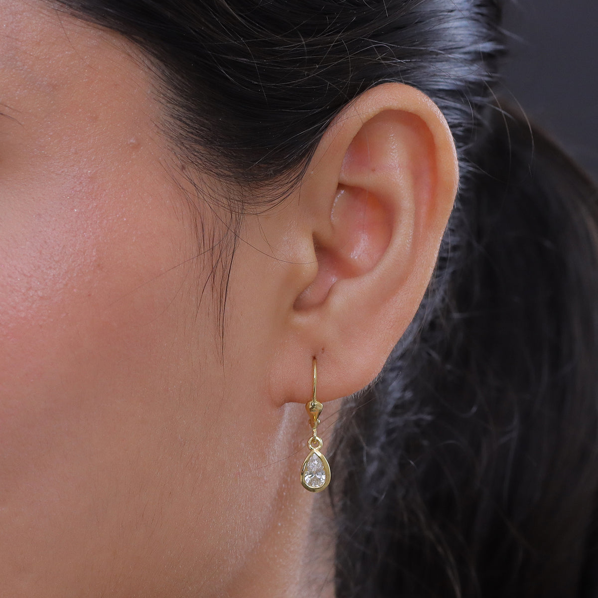 Luxuriant - Lab Grown Diamond (SI/G-H) Solitaire Lever Back Earring in 18K Vermeil Yellow Gold Plated Sterling Silver 1.00 Ct. V32682929 2