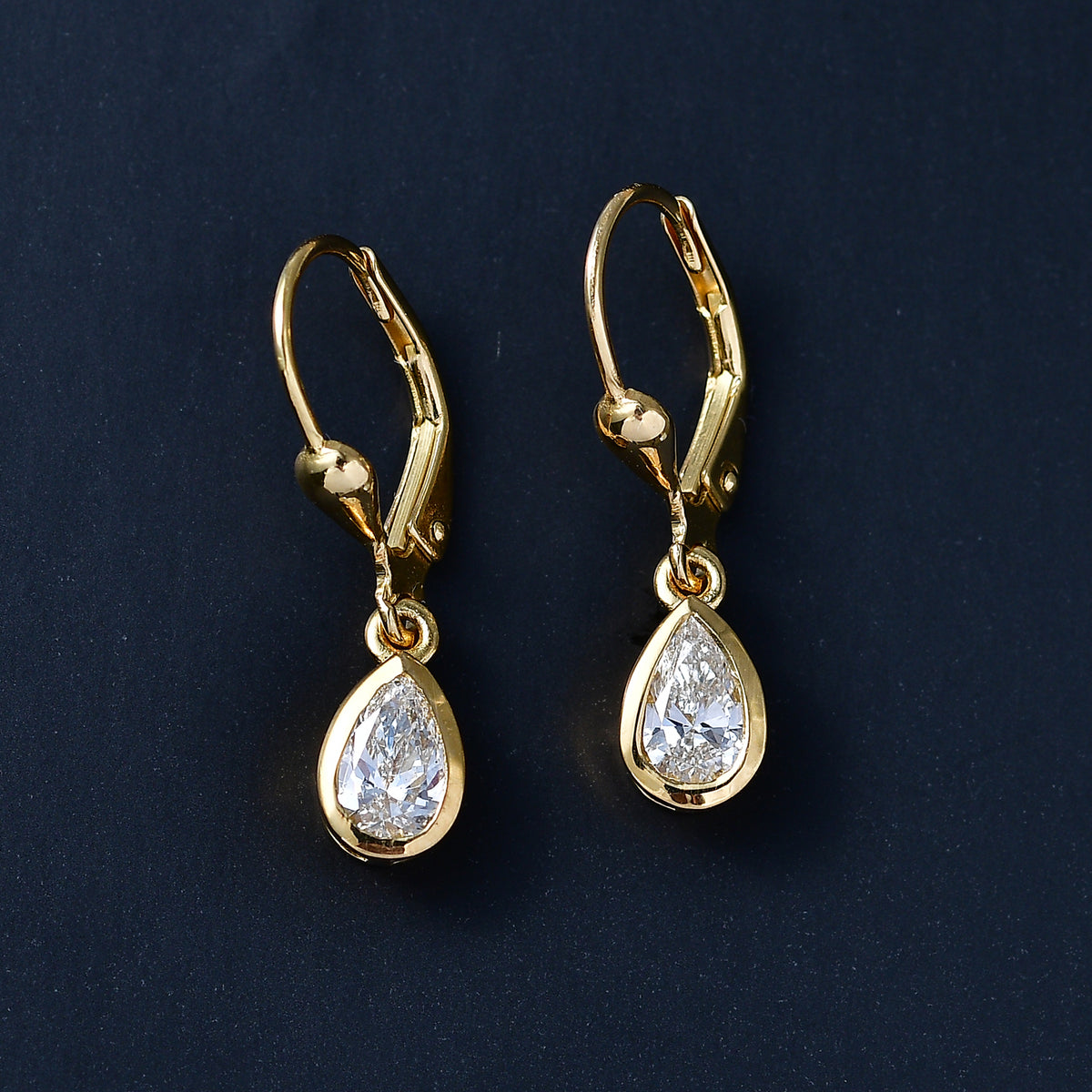 Luxuriant - Lab Grown Diamond (SI/G-H) Solitaire Lever Back Earring in 18K Vermeil Yellow Gold Plated Sterling Silver 1.00 Ct. V32682929 3