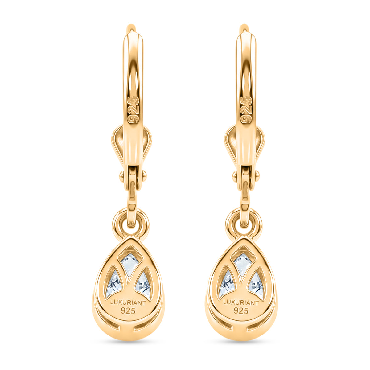 Luxuriant - Lab Grown Diamond (SI/G-H) Solitaire Lever Back Earring in 18K Vermeil Yellow Gold Plated Sterling Silver 1.00 Ct. V32682929 5