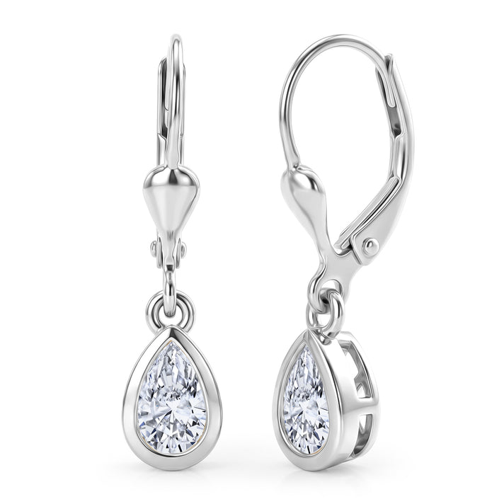 Luxuriant - Lab Grown Diamond (SI/G-H) Solitaire Lever Back Earring in Rhodium Overlay Sterling Silver 1.00 Ct. 8580768 1
