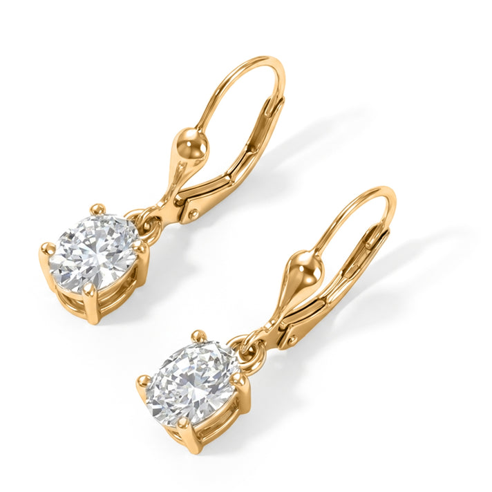 Luxuriant - Lab Grown Diamond (SI-G-H) Solitaire Earring with Lever Back in 18K Vermeil Yellow Gold Plated Sterling Silver 2.00 Ct. 8580769 1