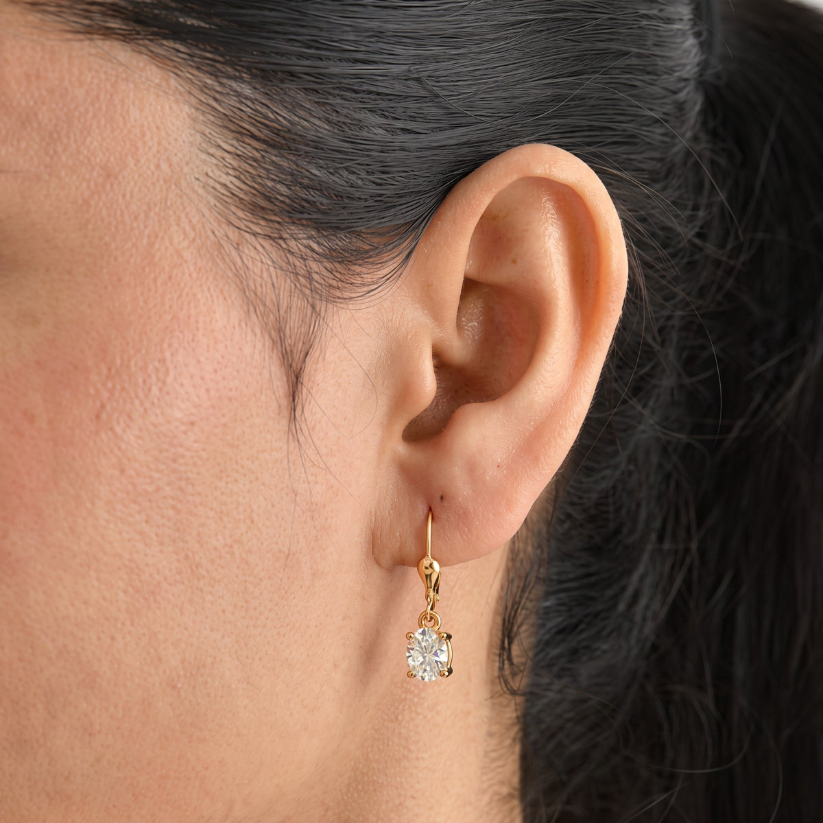 Luxuriant - Lab Grown Diamond (SI/G-H) Solitaire Earring with Lever Back in 18K Vermeil Yellow Gold Plated Sterling Silver 2.00 Ct. 8580769 2