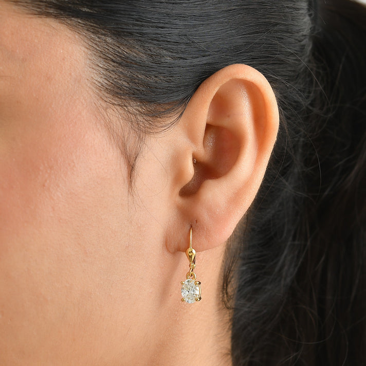 Luxuriant - Lab Grown Diamond (SI-G-H) Solitaire Earring with Lever Back in 18K Vermeil Yellow Gold Plated Sterling Silver 2.00 Ct. 8580769 2