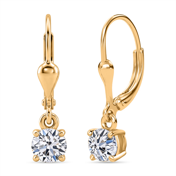 Royal Bali Collection - D'Joy Lab Grown Diamond (SI-G-H) Solitaire Stud Earring with Lever Back in 18K Vermeil Yellow Gold Plated Sterling Silver 1.00 Ct. 8580771 1
