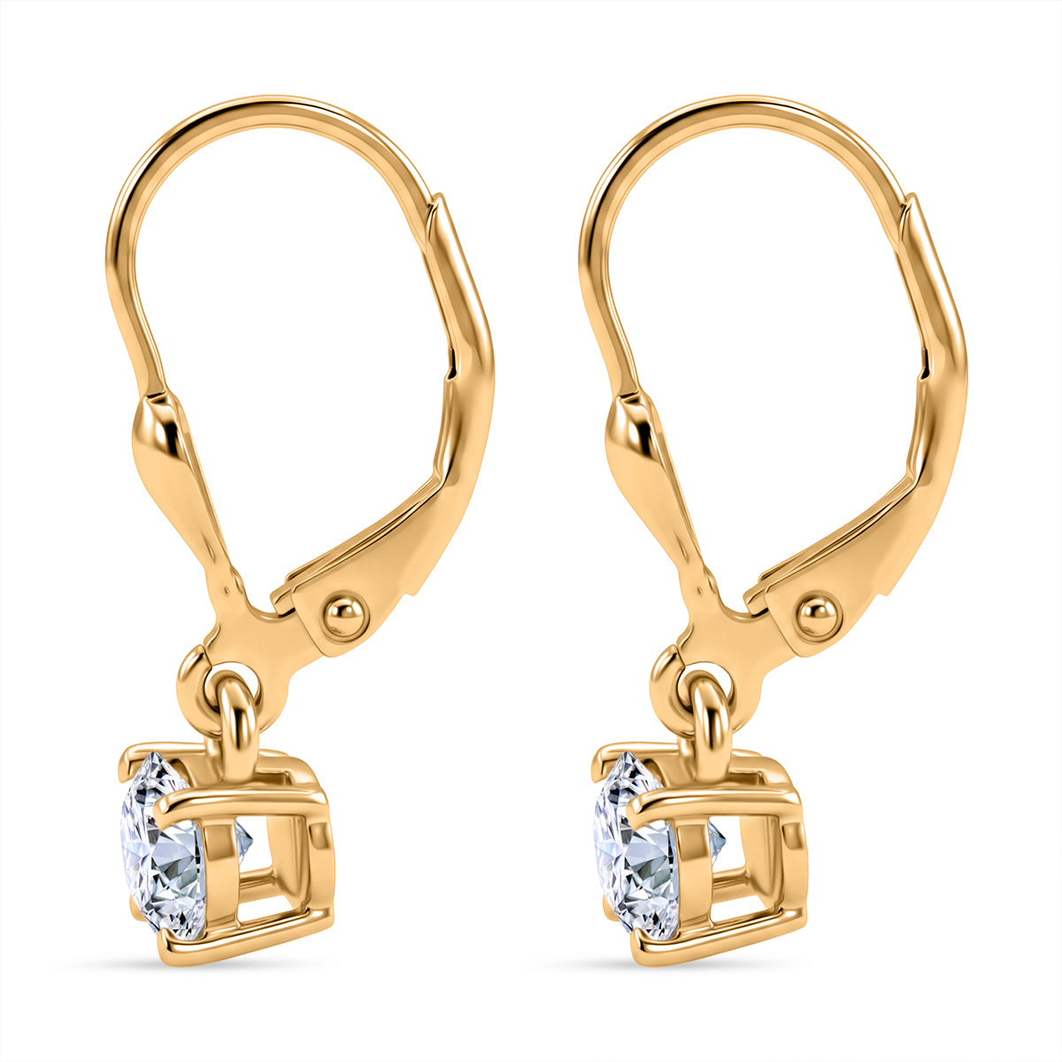 Royal Bali Collection - D'Joy Lab Grown Diamond (SI-G-H) Solitaire Stud Earring with Lever Back in 18K Vermeil Yellow Gold Plated Sterling Silver 1.00 Ct. 8580771 4