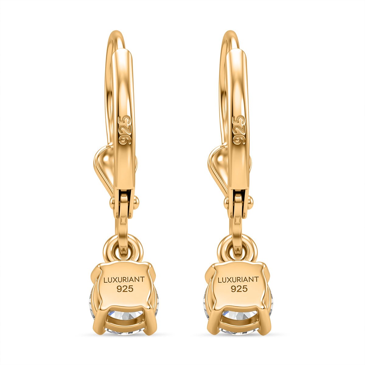Royal Bali Collection - D'Joy Lab Grown Diamond (SI-G-H) Solitaire Stud Earring with Lever Back in 18K Vermeil Yellow Gold Plated Sterling Silver 1.00 Ct. 8580771 5