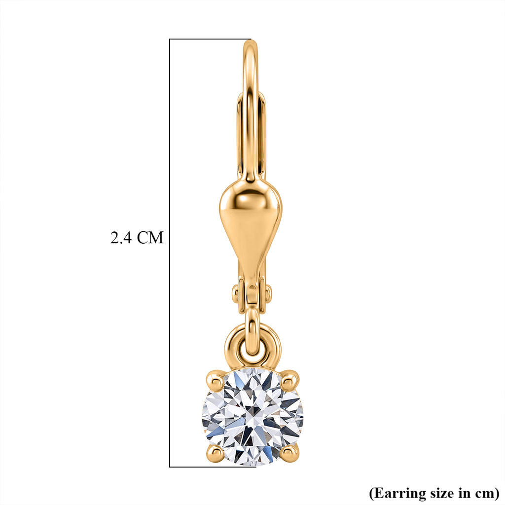 Royal Bali Collection - D'Joy Lab Grown Diamond (SI/G-H) Solitaire Stud Earring with Lever Back in 18K Vermeil Yellow Gold Plated Sterling Silver 1.00 Ct._8580771_5