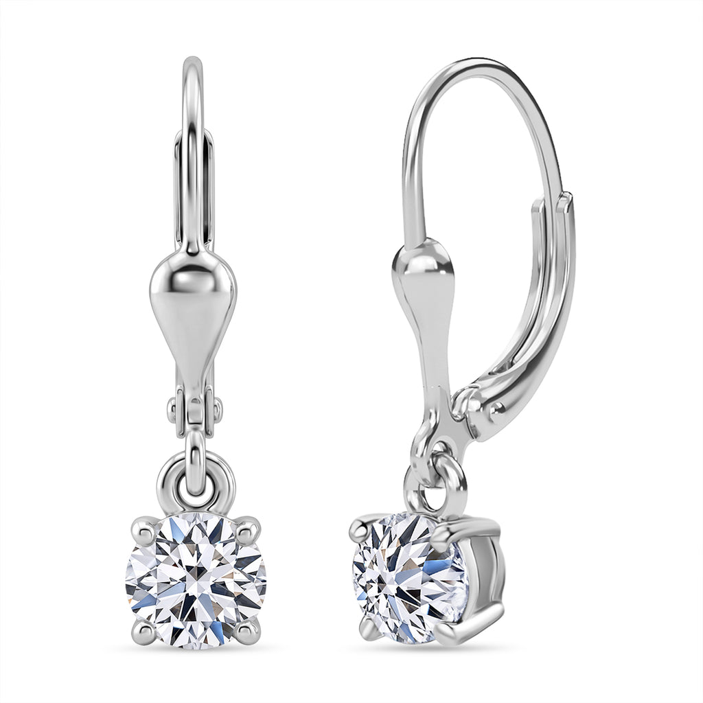 Royal Bali Collection - D'Joy Lab Grown Diamond (SI/G-H) Solitaire Stud Earring with Lever Back in Rhodium Overlay Sterling Silver 1.00 Ct._8580772