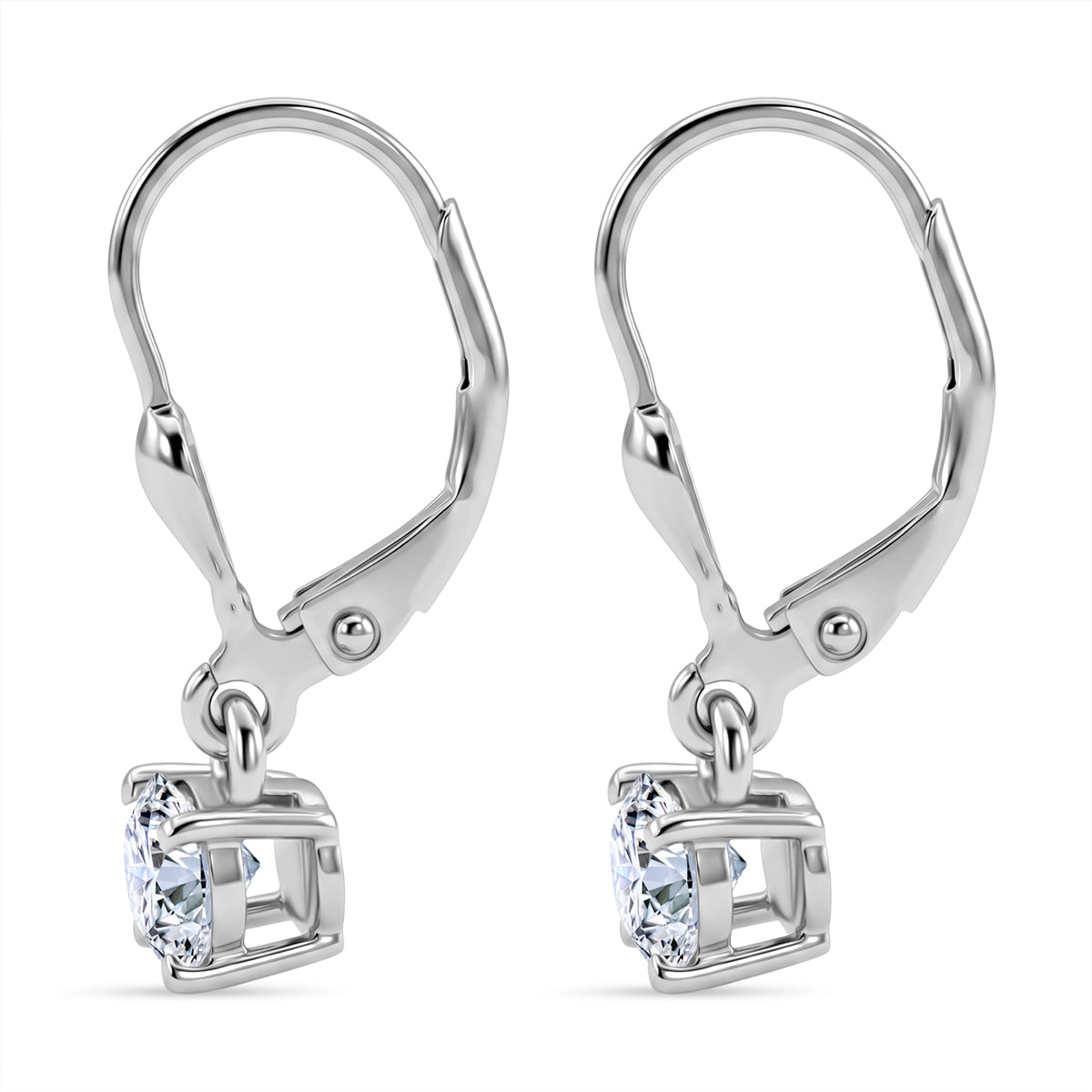 D'Joy 1 Ct. Lab Grown Diamond Solitaire Drop Earring with Lever Back in Rhodium Overlay Sterling Silver (SI-G-H) 8580772 4