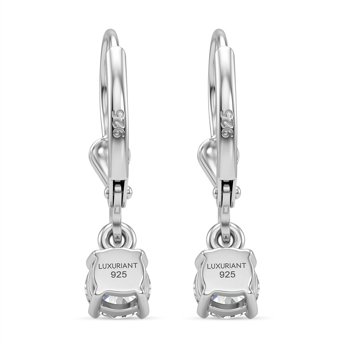 D'Joy 1 Ct. Lab Grown Diamond Solitaire Drop Earring with Lever Back in Rhodium Overlay Sterling Silver (SI-G-H) 8580772 5