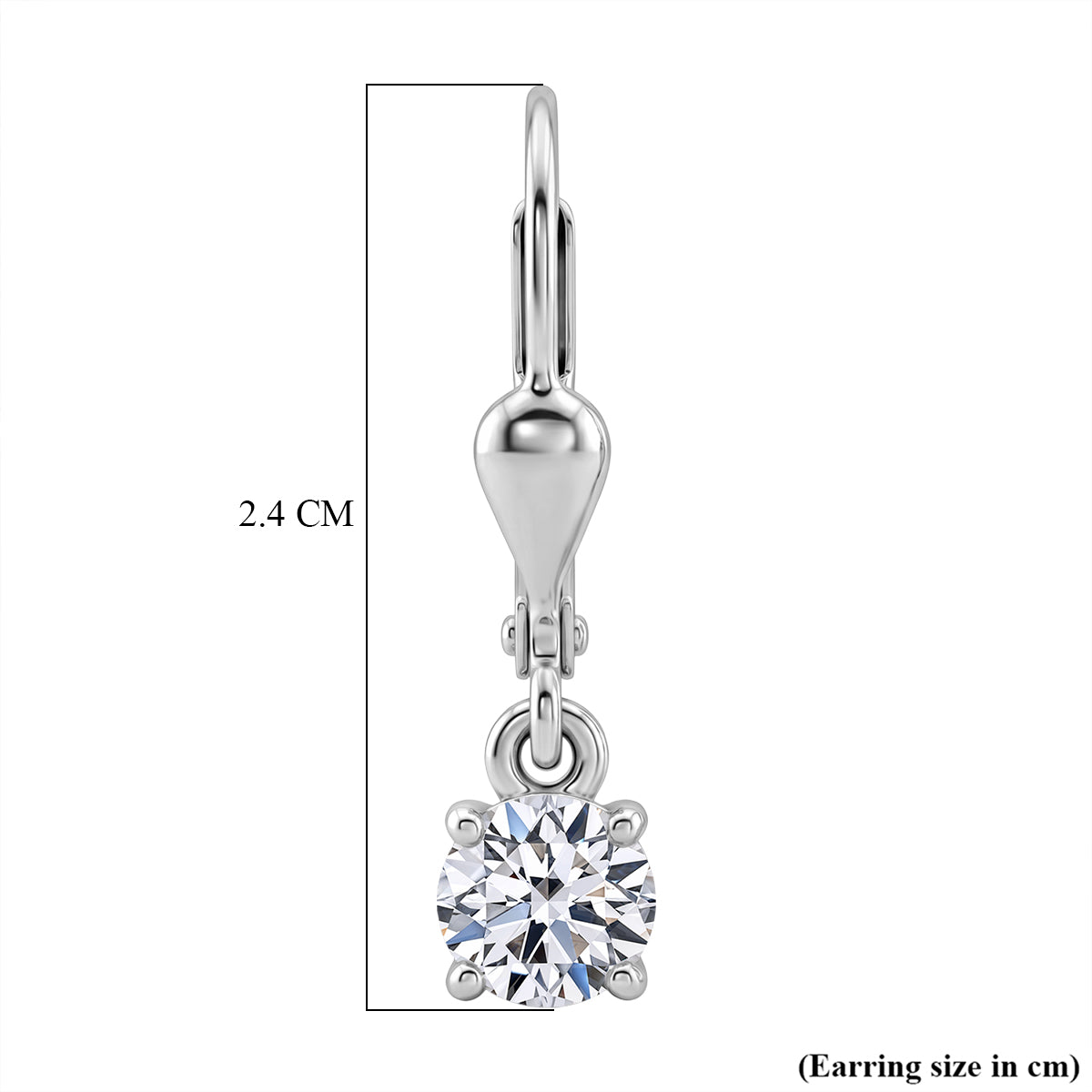 D'Joy 1 Ct. Lab Grown Diamond Solitaire Drop Earring with Lever Back in Rhodium Overlay Sterling Silver (SI-G-H) 8580772 6