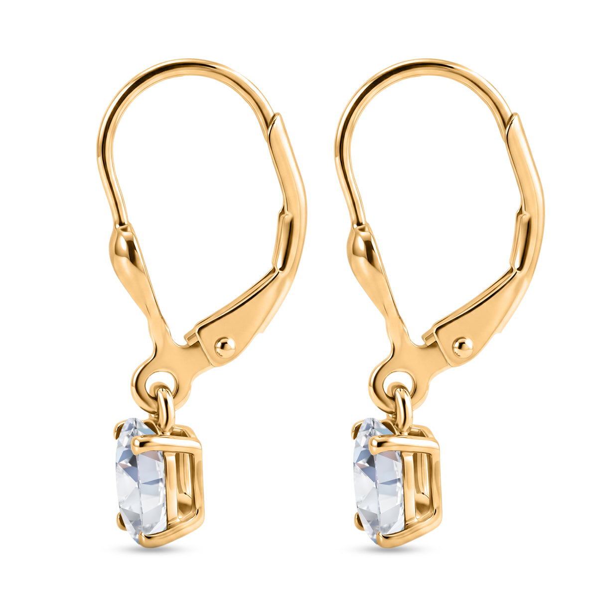 LUXURIANT Lab Grown Diamond Oval-Cut Solitaire Lever Back Earring in 18K Vermeil Yellow Gold Plated Sterling Silver (SI-G-H) 8580773 4