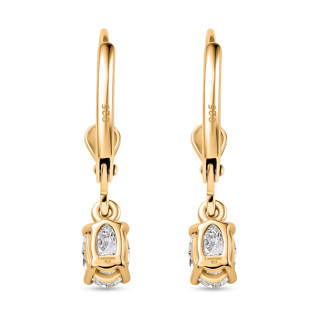 Luxuriant - Lab Grown Diamond (SI/G-H) Solitaire Lever Back Earring in 18K Vermeil Yellow Gold Plated Sterling Silver 0.80 Ct._8580773_4