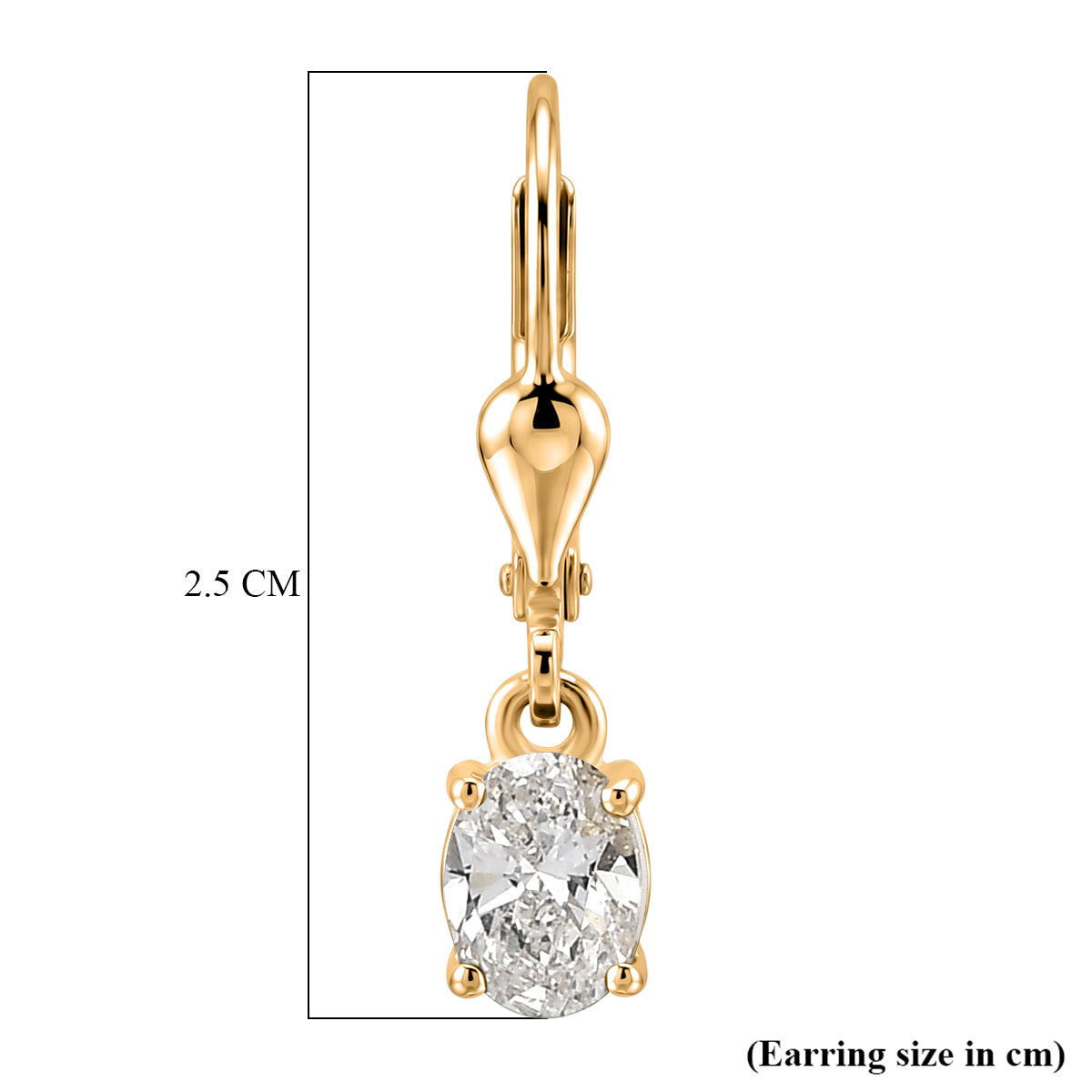 LUXURIANT Lab Grown Diamond Oval-Cut Solitaire Lever Back Earring in 18K Vermeil Yellow Gold Plated Sterling Silver (SI-G-H) 8580773 6