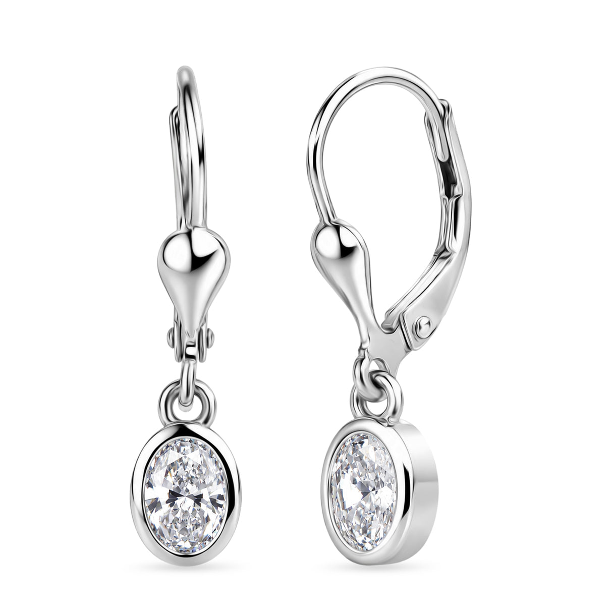Luxuriant - Lab Grown Diamond (SI-G-H) Solitaire Lever Back Earring in Rhodium Overlay Sterling Silver 0.80 Ct. 8580774 0
