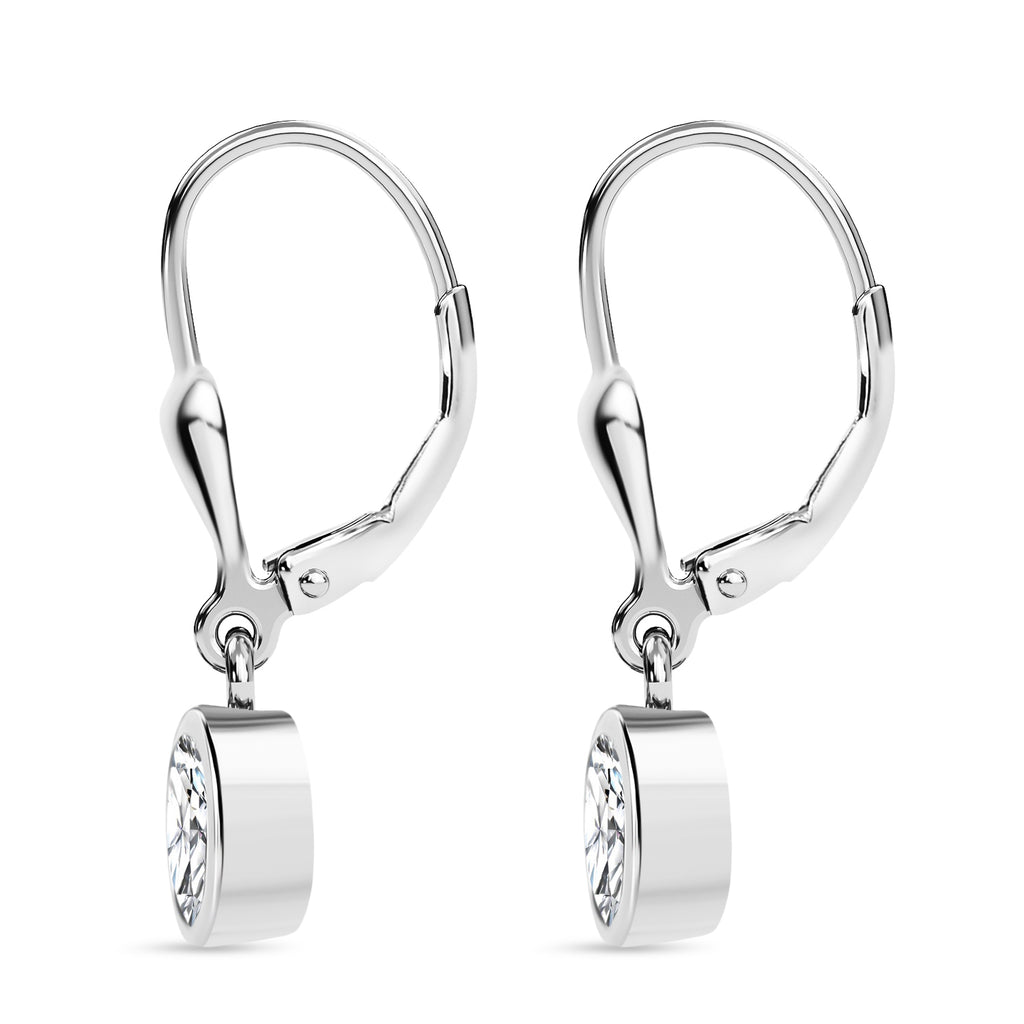Luxuriant - Lab Grown Diamond (SI/G-H) Solitaire Lever Back Earring in Rhodium Overlay Sterling Silver 0.80 Ct._8580774_3