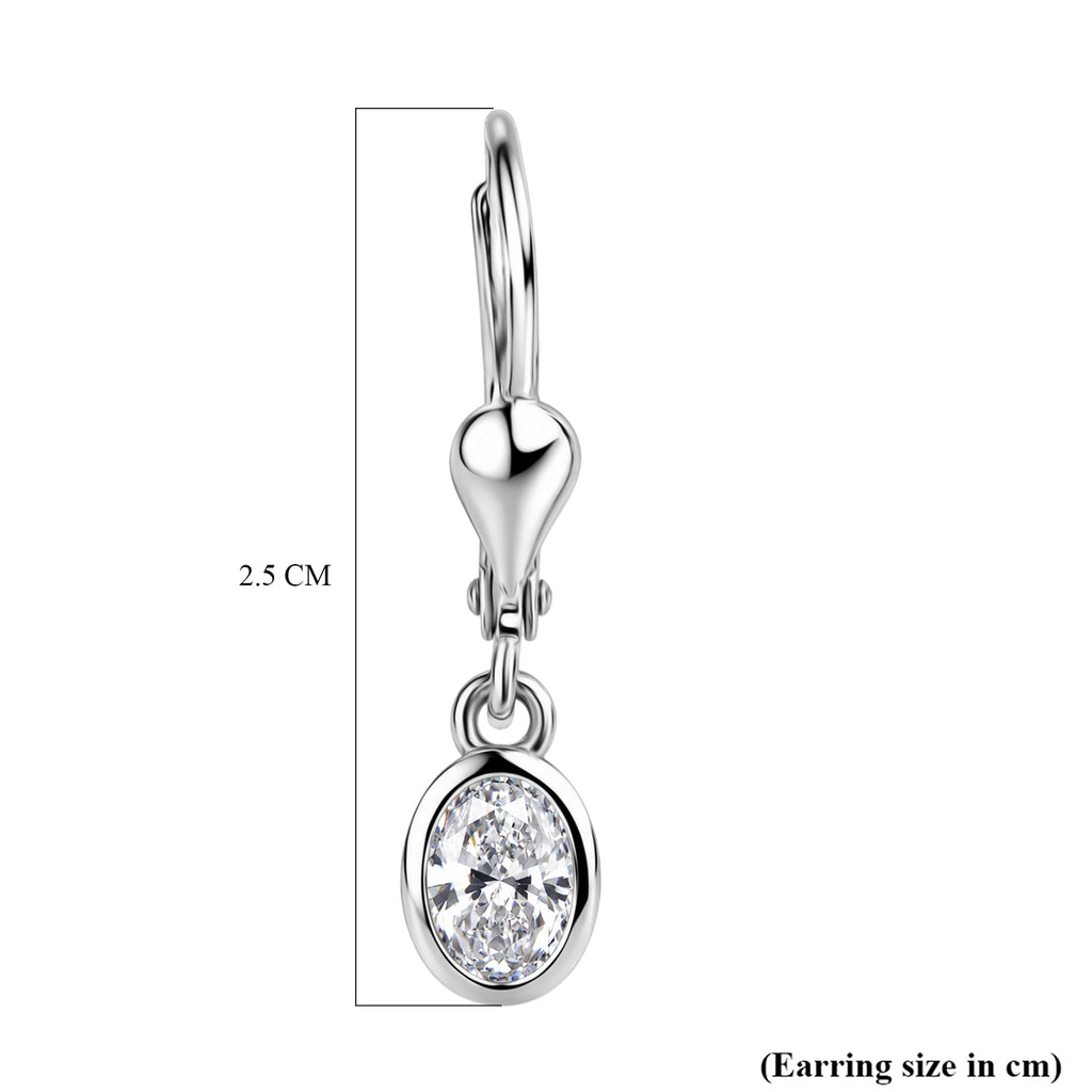 Luxuriant - Lab Grown Diamond (SI/G-H) Solitaire Lever Back Earring in Rhodium Overlay Sterling Silver 0.80 Ct._8580774_5