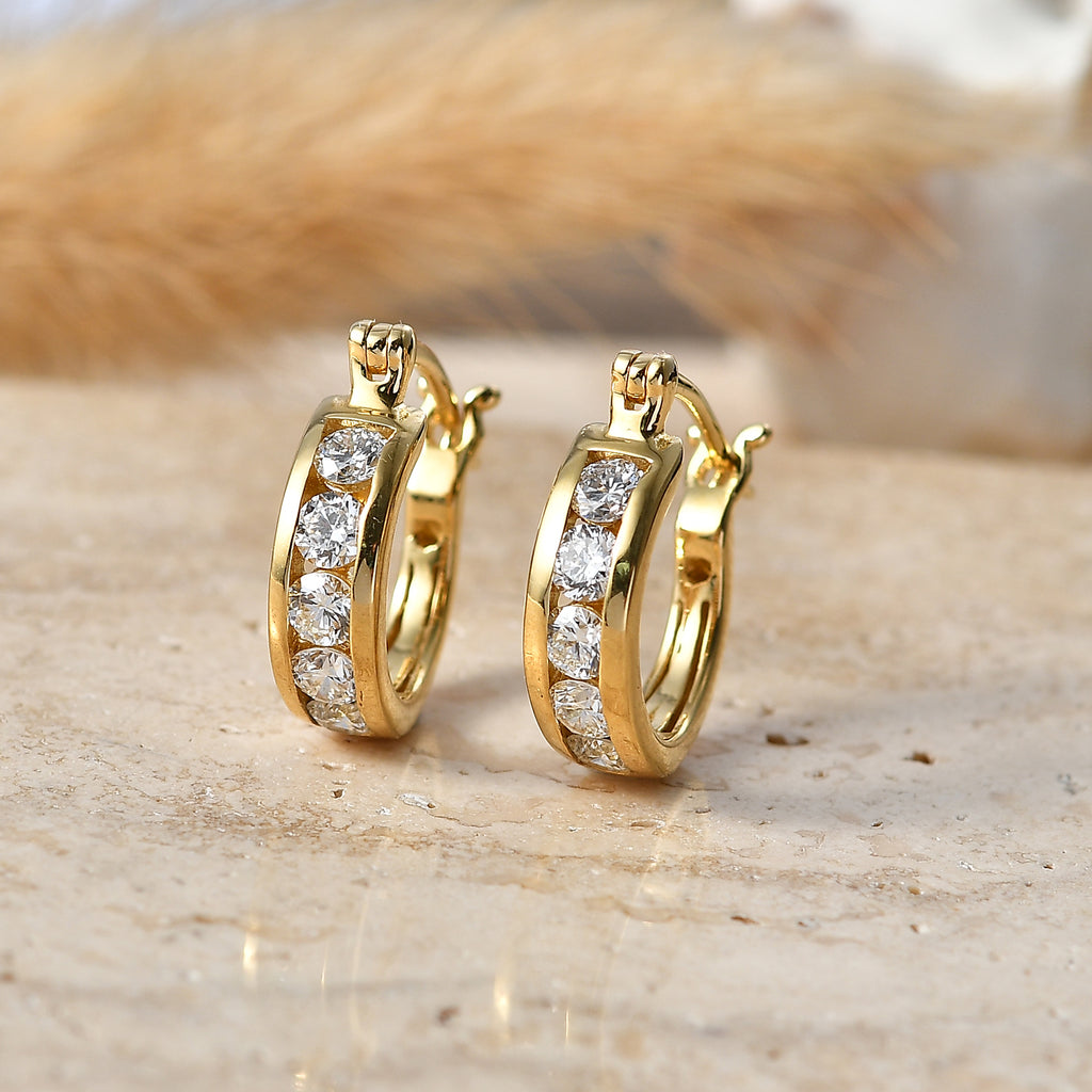 Luxuriant - Lab Grown Diamond (SI/G-H) Hoop Earring in 18K Vermeil Yellow Gold Plated Sterling Silver 1.68 Ct._8580775_2