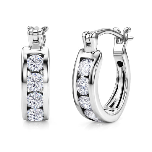 Luxuriant - Lab Grown Diamond (SI/G-H) Hoop Earring in Rhodium Overlay Sterling Silver 1.68 Ct._8580776