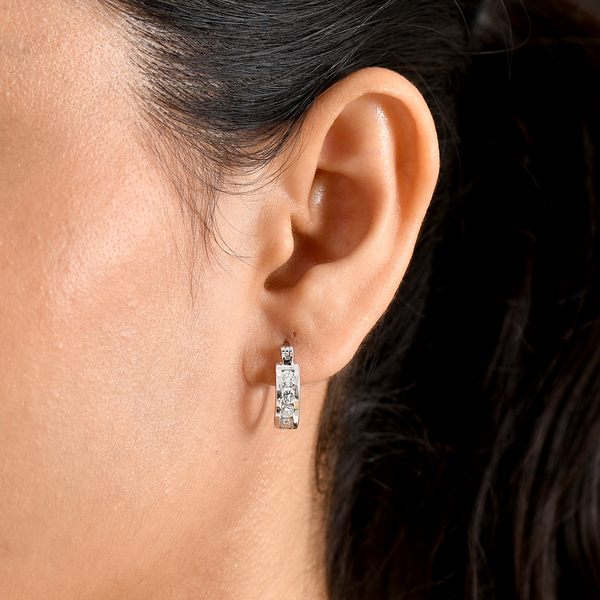 Luxuriant - Lab Grown Diamond (SI/G-H) Hoop Earring in Rhodium Overlay Sterling Silver 1.68 Ct. 8580776 2