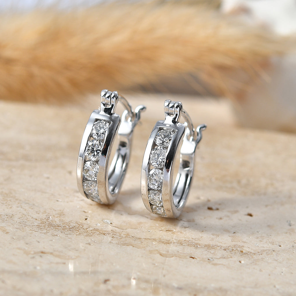 Luxuriant - Lab Grown Diamond (SI/G-H) Hoop Earring in Rhodium Overlay Sterling Silver 1.68 Ct._8580776_2