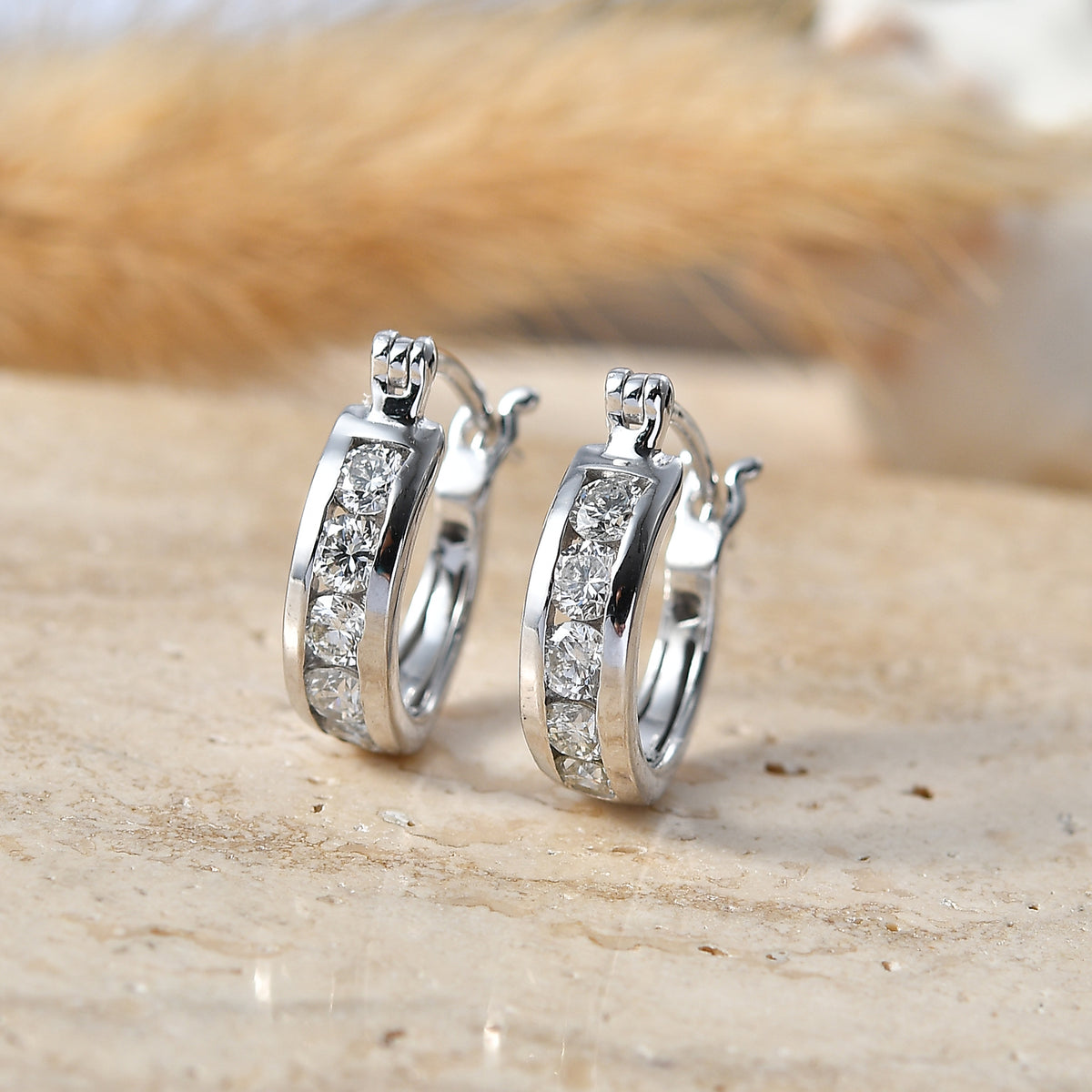 Luxuriant - Lab Grown Diamond (SI/G-H) Hoop Earring in Rhodium Overlay Sterling Silver 1.68 Ct. 8580776 3