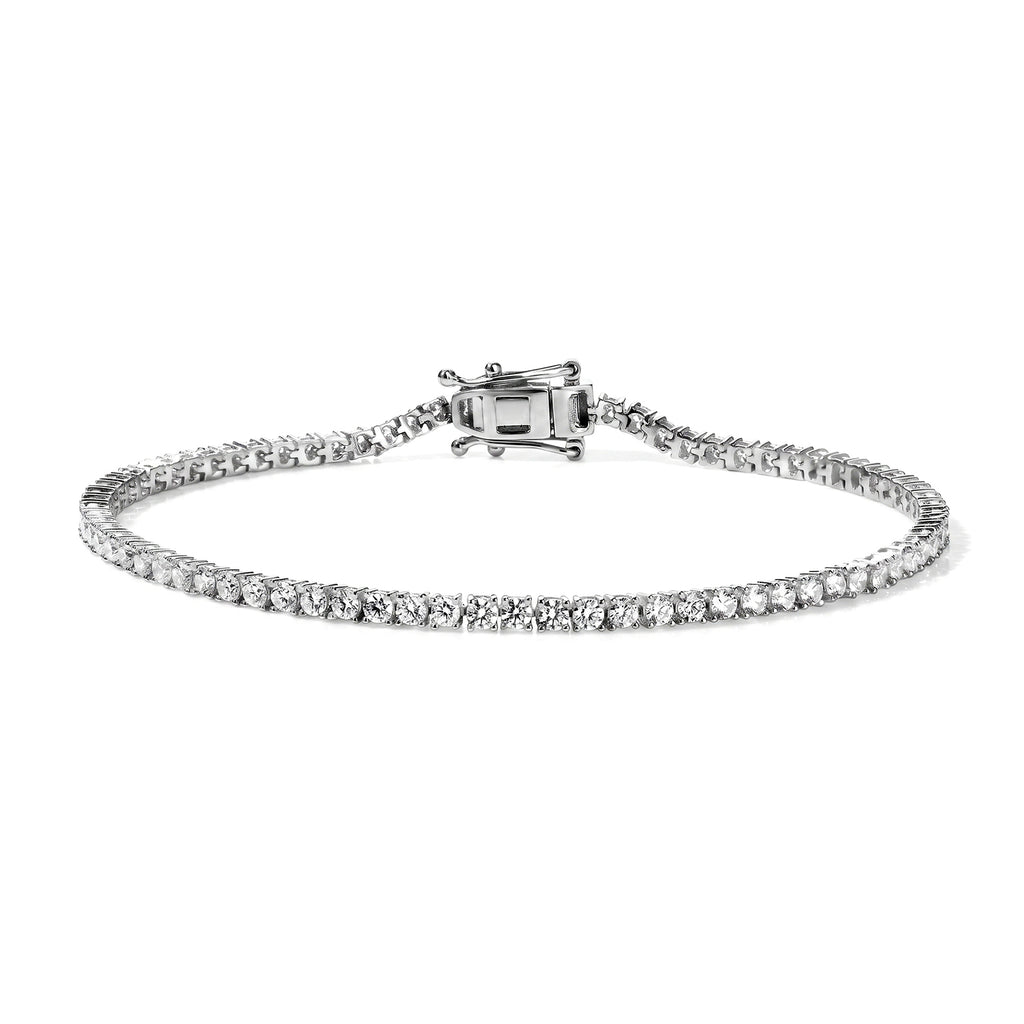 Luxuriant - Lab Grown Diamond (SI/G-H) Tennis Bracelet (Size - 7.5) with GB Lock Box in Rhodium Overlay Sterling Silver 3.10 Ct._8580823