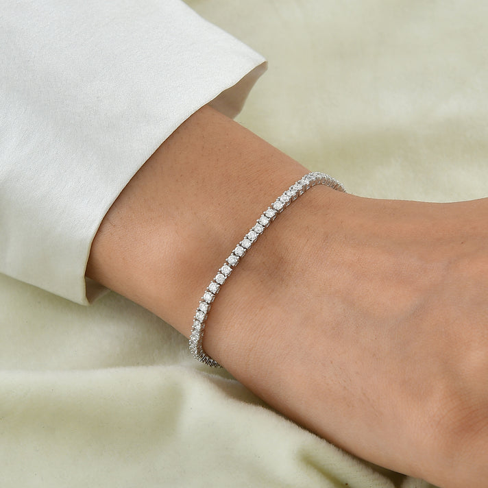 Luxuriant - Lab Grown Diamond (SI/G-H) Tennis Bracelet (Size - 7.5) with GB Lock Box in Rhodium Overlay Sterling Silver 3.10 Ct. 8580823 2