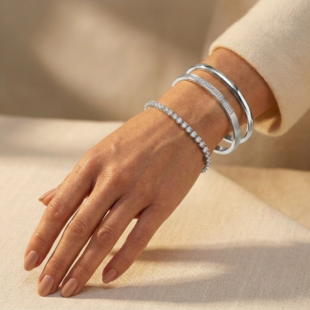 Luxuriant - Lab Grown Diamond (SI/G-H) Tennis Bracelet (Size - 7.5) with GB Lock Box in Rhodium Overlay Sterling Silver 3.10 Ct. 8580823 3