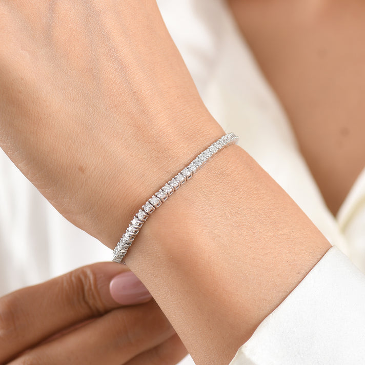 Luxuriant - Lab Grown Diamond (SI-G-H) Tennis Bracelet (Size - 7.5) with GB Lock Box in Rhodium Overlay Sterling Silver 4.26 Ct. 8580825 2