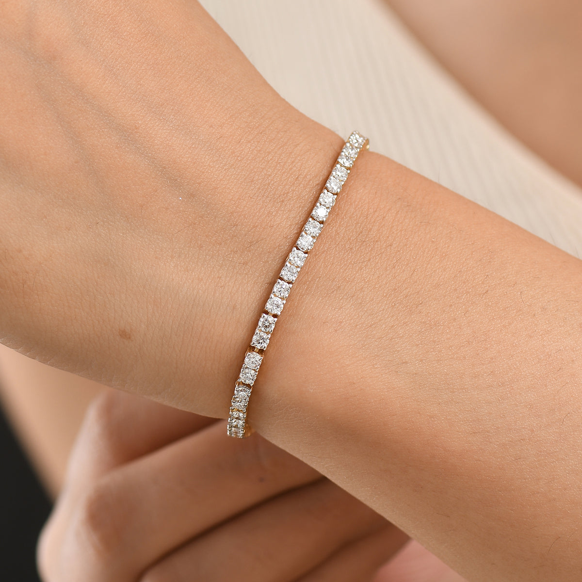 Luxuriant - Lab Grown Diamond (SI/G-H) Tennis Bracelet (Size - 7.5) with GB Lock Box in 18K Vermeil Yellow Gold Plated Sterling Silver 5.30 Ct 8580826 2