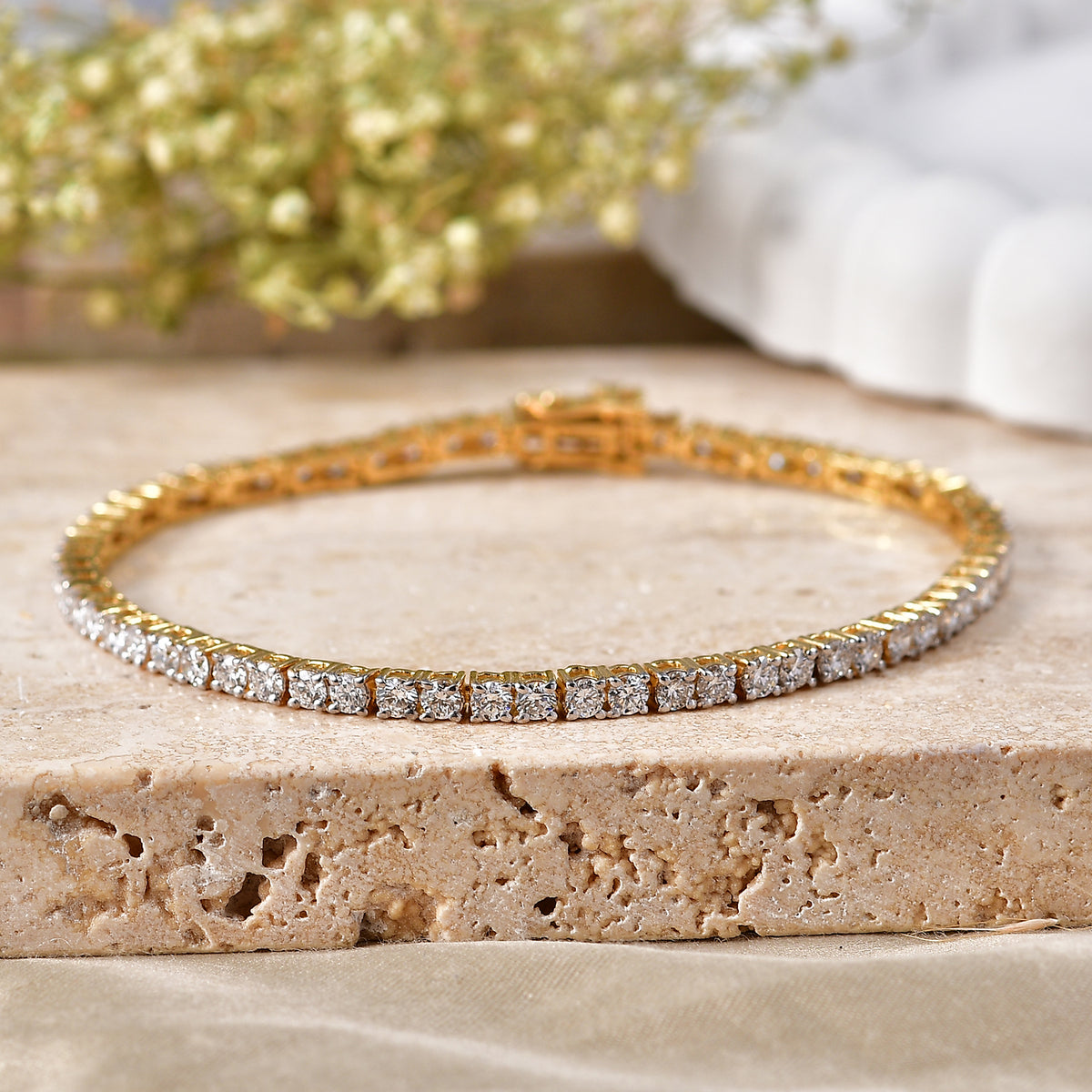Luxuriant - Lab Grown Diamond (SI/G-H) Tennis Bracelet (Size - 7.5) with GB Lock Box in 18K Vermeil Yellow Gold Plated Sterling Silver 5.30 Ct 8580826 3
