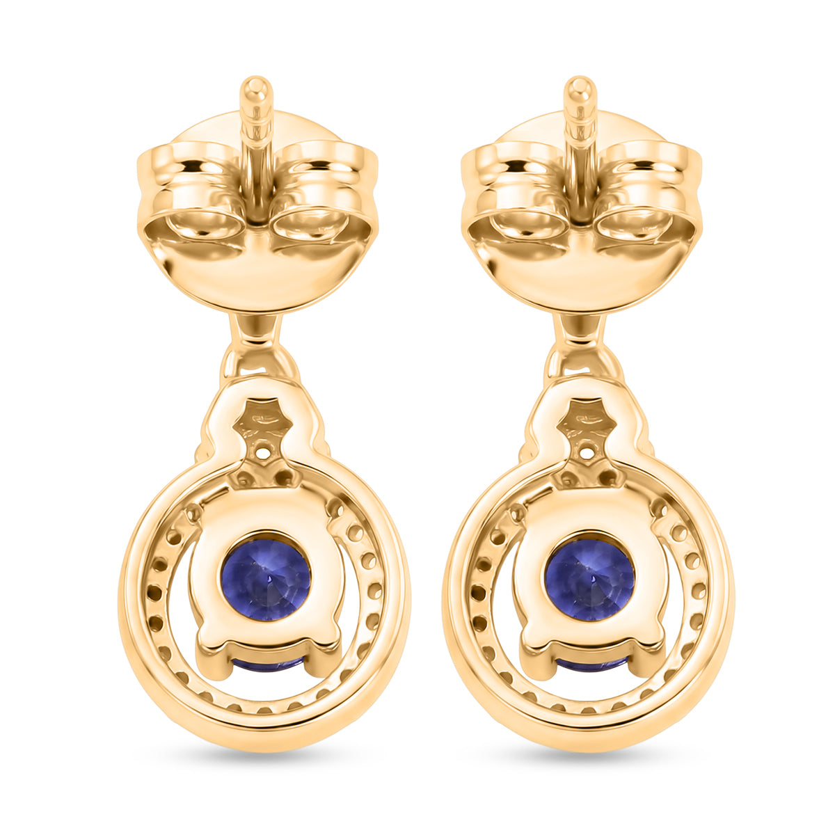 Live From Tanzania - D'Joy - Tanzanite &amp; White Zircon Dangling Earring with Push Post in 18K Vermeil Yellow Gold Plated Sterling Silver 1.00 Ct. 8580897 5