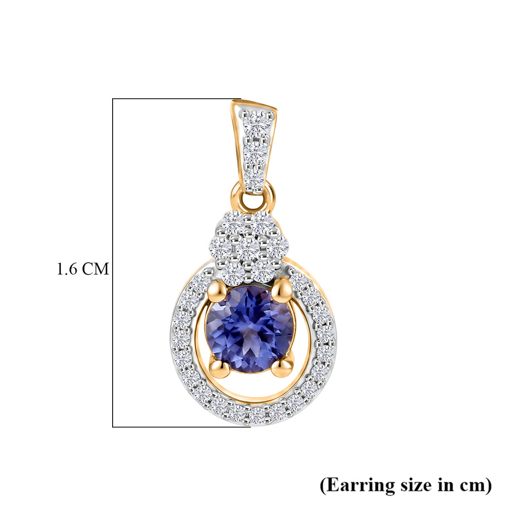 D'Joy Tanzanite, White Zircon Dangling Earring in 18K YG VermeilSterling Silver  0.982  Ct._8580897_5