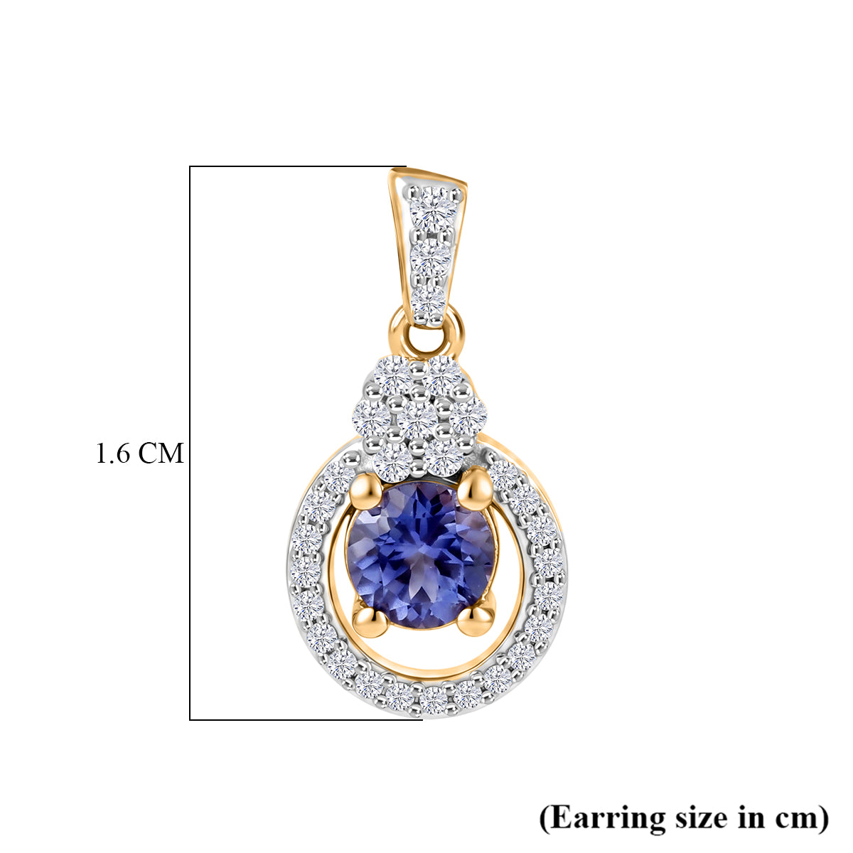Live From Tanzania - D'Joy - Tanzanite &amp; White Zircon Dangling Earring with Push Post in 18K Vermeil Yellow Gold Plated Sterling Silver 1.00 Ct. 8580897 6
