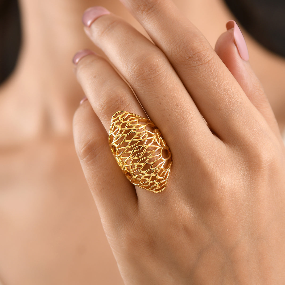 EverTrue Bronzella Collection - Filigree Ring in 18K Gold Plating V32514394 2