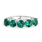 Luxuriant - AAA Lab Grown Colombian Emerald 5 Stone Ring in Rhodium Overlay Sterling Silver 2.40 Ct._8581110