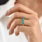 Luxuriant - AAA Lab Grown Colombian Emerald 5 Stone Ring in Rhodium Overlay Sterling Silver 2.40 Ct._8581110_1