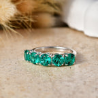 Luxuriant - AAA Lab Grown Colombian Emerald 5 Stone Ring in Rhodium Overlay Sterling Silver 2.40 Ct._8581110_2