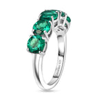 Luxuriant - AAA Lab Grown Colombian Emerald 5 Stone Ring in Rhodium Overlay Sterling Silver 2.40 Ct._8581110_3