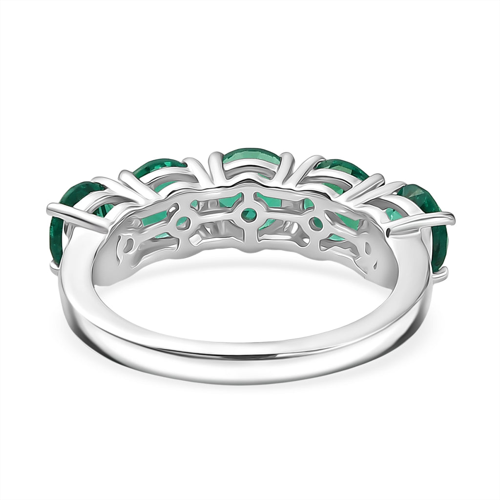 Luxuriant - AAA Lab Grown Colombian Emerald 5 Stone Ring in Rhodium Overlay Sterling Silver 2.40 Ct._8581110_4
