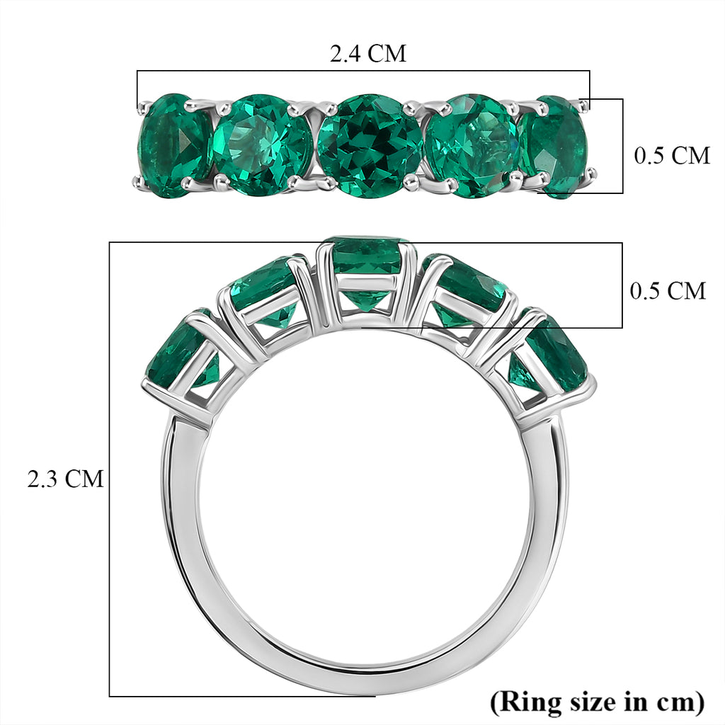 Luxuriant - AAA Lab Grown Colombian Emerald 5 Stone Ring in Rhodium Overlay Sterling Silver 2.40 Ct._8581110_5