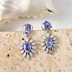 D'Joy Tanzanite, Moissanite Dangling Earring in Rhodium OverlaySterling Silver  1.128  Ct._8581147_2
