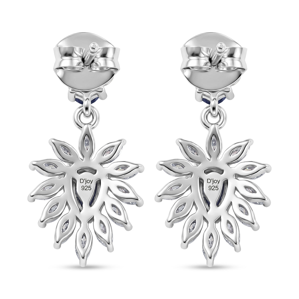 D'Joy - Tanzanite &amp; Moissanite Dangling Earring in Rhodium Overlay Sterling Silver 1.12 Ct. 8581147 5