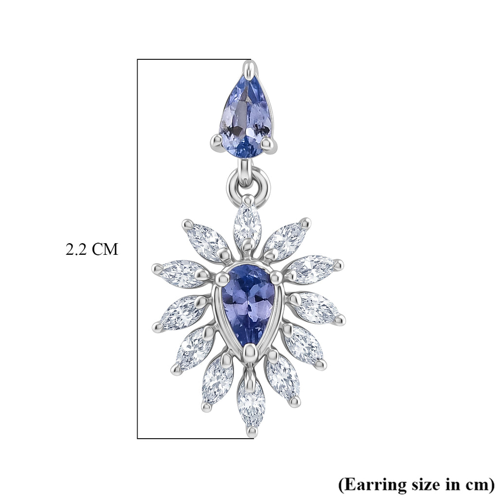 D'Joy Tanzanite, Moissanite Dangling Earring in Rhodium OverlaySterling Silver  1.128  Ct._8581147_5