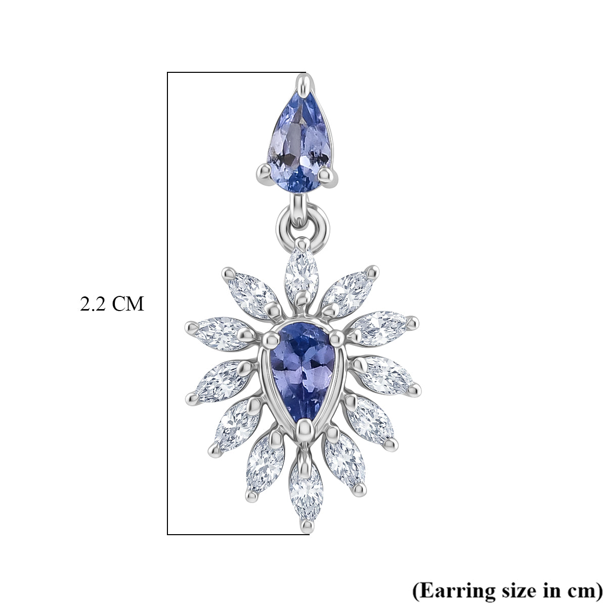 D'Joy - Tanzanite &amp; Moissanite Dangling Earring in Rhodium Overlay Sterling Silver 1.12 Ct. 8581147 6
