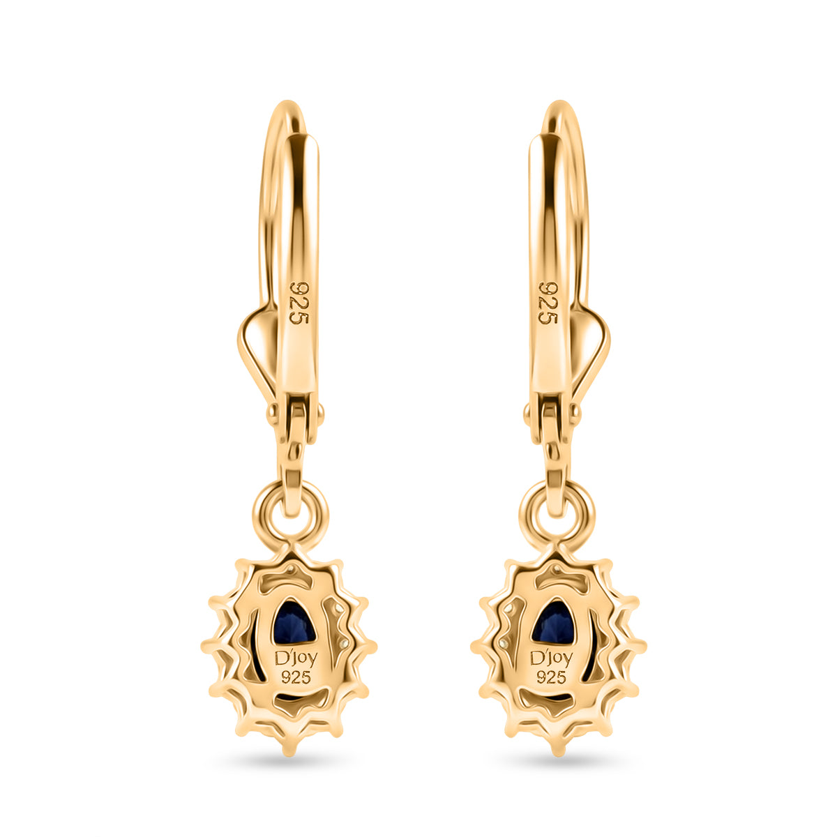 D'Joy - Tanzanite &amp; White Zircon Halo Earring with Lever Back in 18K Vermeil Yellow Gold Plated Sterling Silver 8581148 3